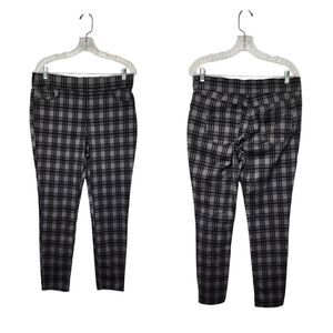 Nine West Plaid Black/Gray Heidi Pull-On Skinny Pants Size 10